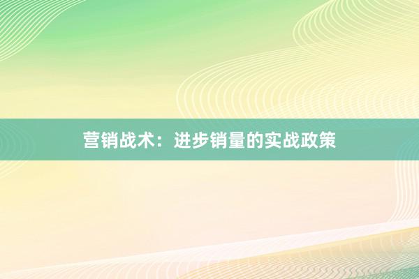 营销战术：进步销量的实战政策